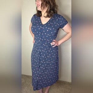 Gilli Navy Midi Dress with Geometric Pattern